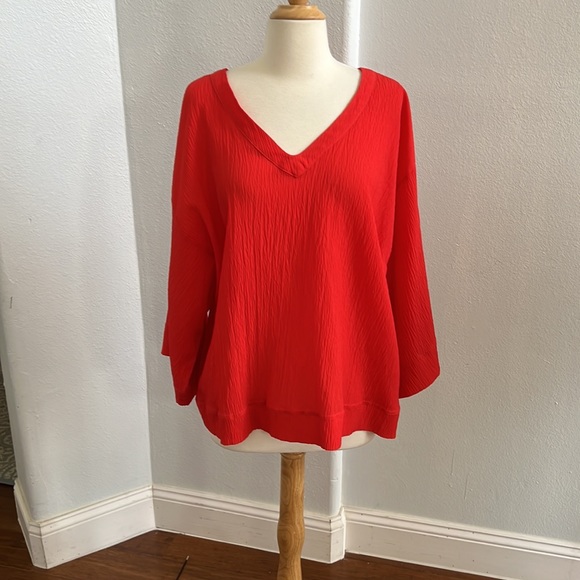 Gibson Latimer Tops - Gibson Latimer Boho 3/4 Kimono V-Neck sleeve Textured blouse L